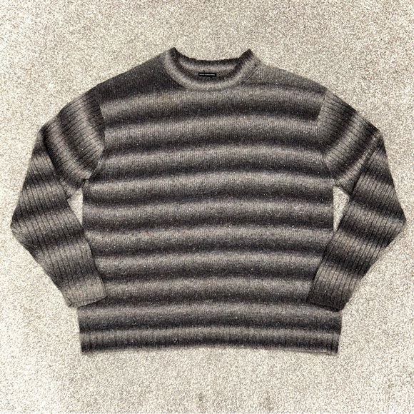 Marithe Francois Girbaud Black and Gray Striped Crewneck Sweater
